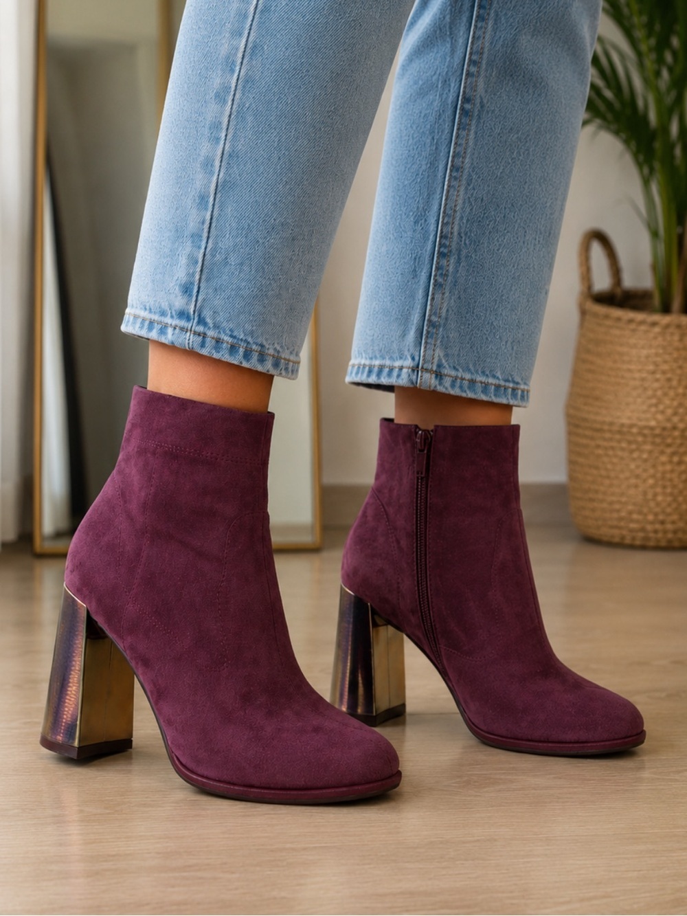 New Pedro Garcia High Heels Burgundy/Purple Booties Size 37